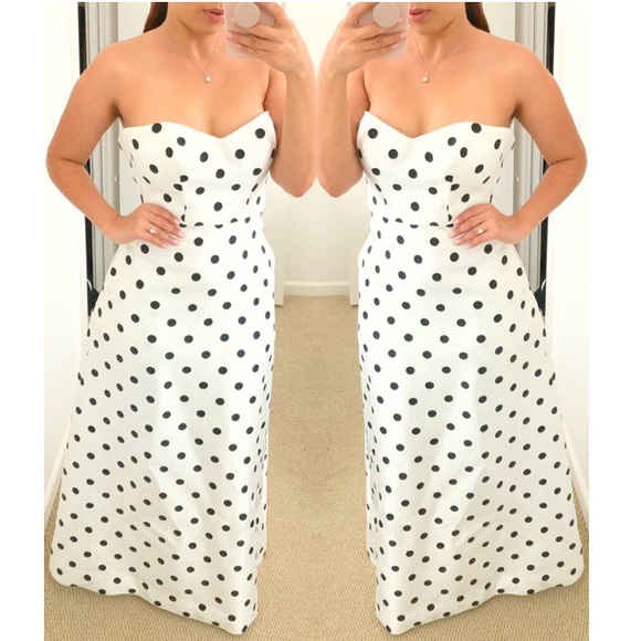 Alfred Sung Strapless Dot Sateen Gown size 0 - Picture 2 of 4